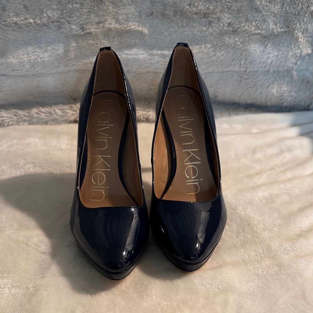 Calvin Klein Dark Blue Patent Heels